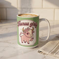 Taurus Girly bull illustration Mug | Zodiac coffee cup