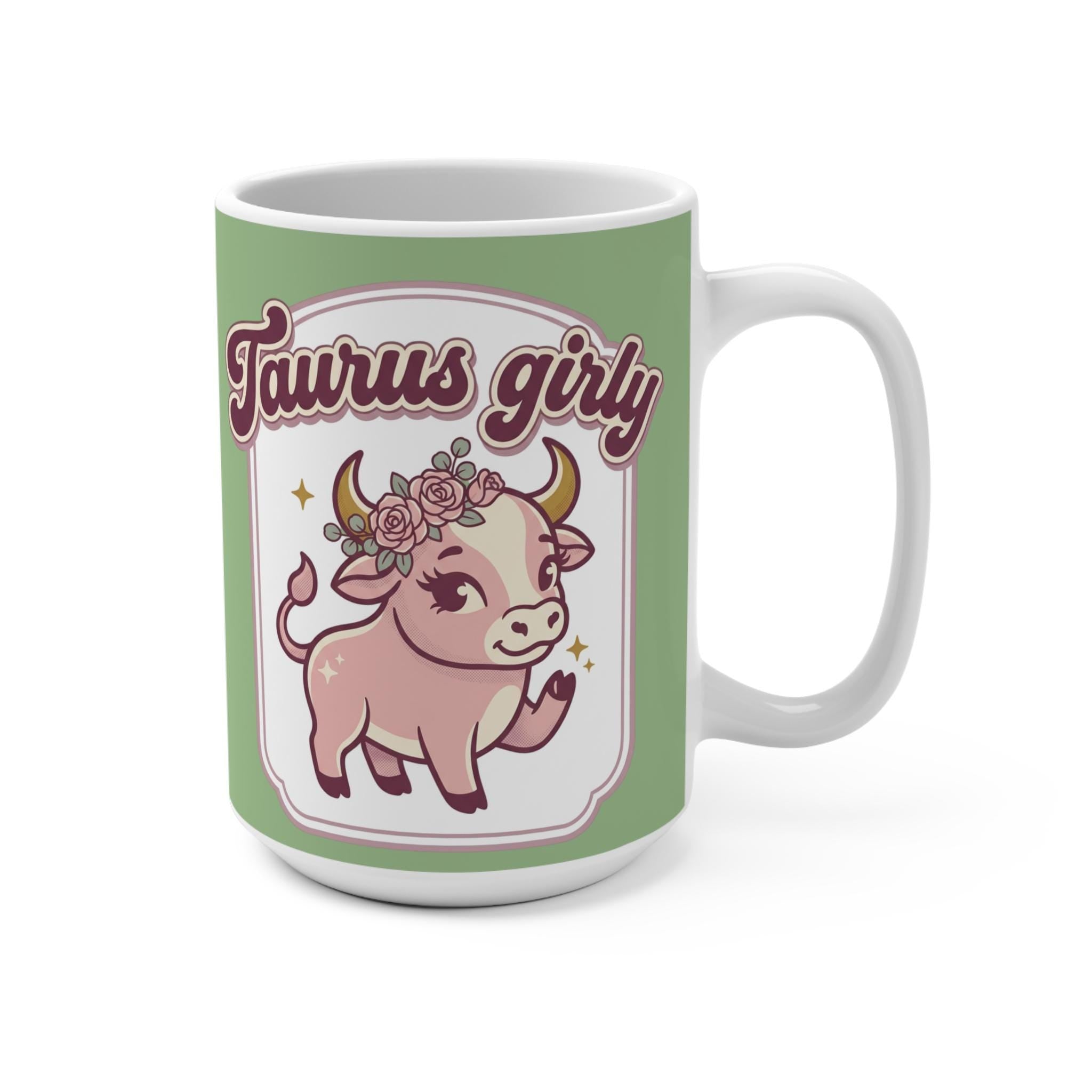 Taurus Girly bull illustration Mug | Zodiac coffee cup