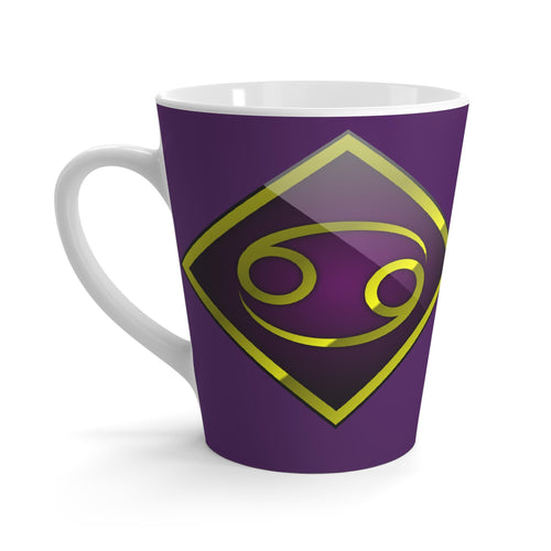 Cancer Zodiac Symbol Latte Mug | Astrology Coffee Cup, Purple Gold Horoscope