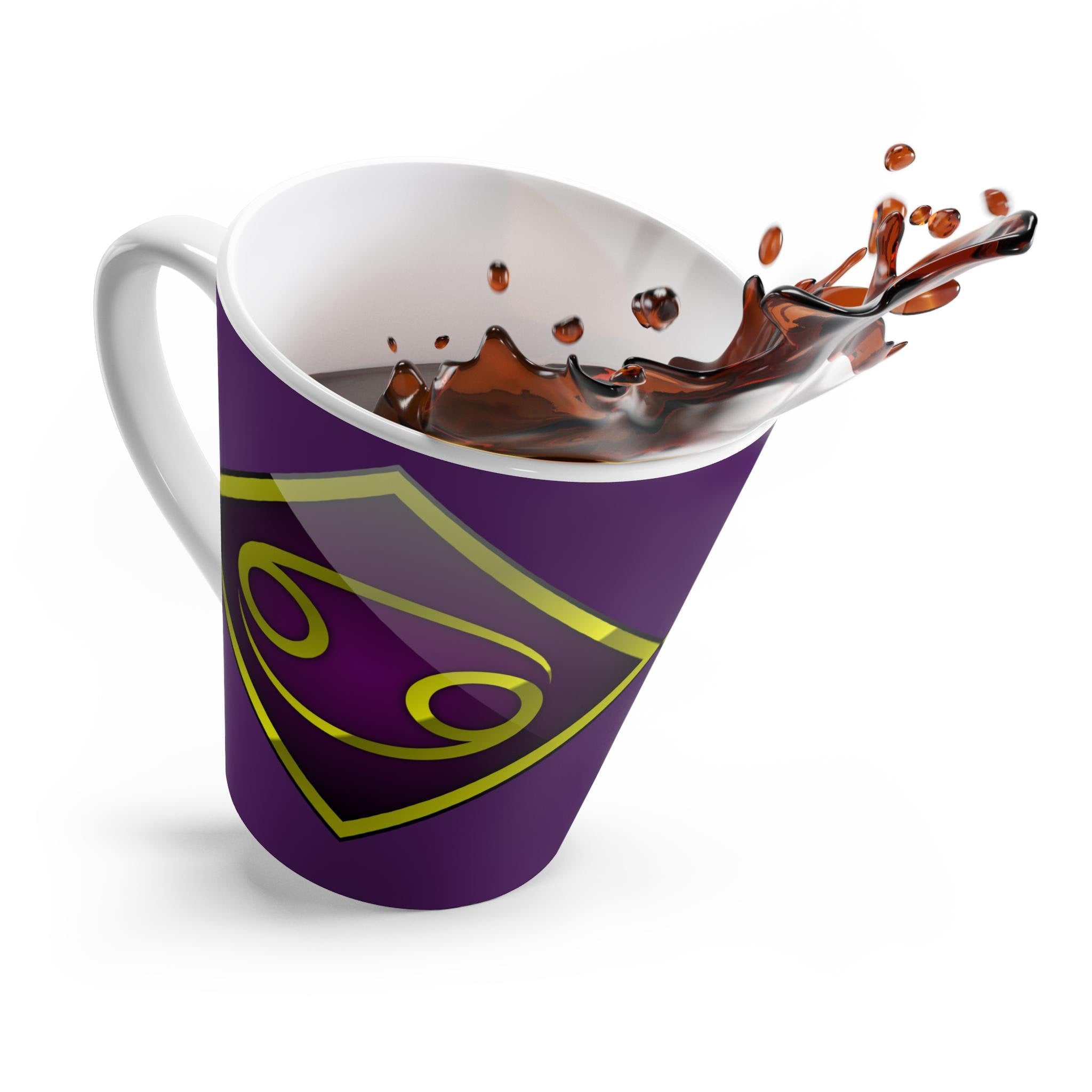 Cancer Zodiac Symbol Latte Mug | Astrology Coffee Cup, Purple Gold Horoscope