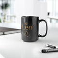 Leo Zodiac Gold Script Mug | Black Ceramic 15oz