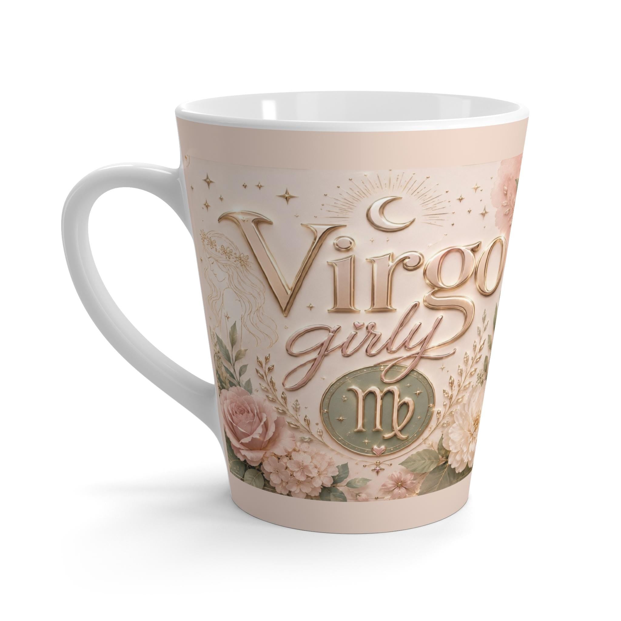 Virgo Girly latte mug | Zodiac Virgo mug, floral astrology design