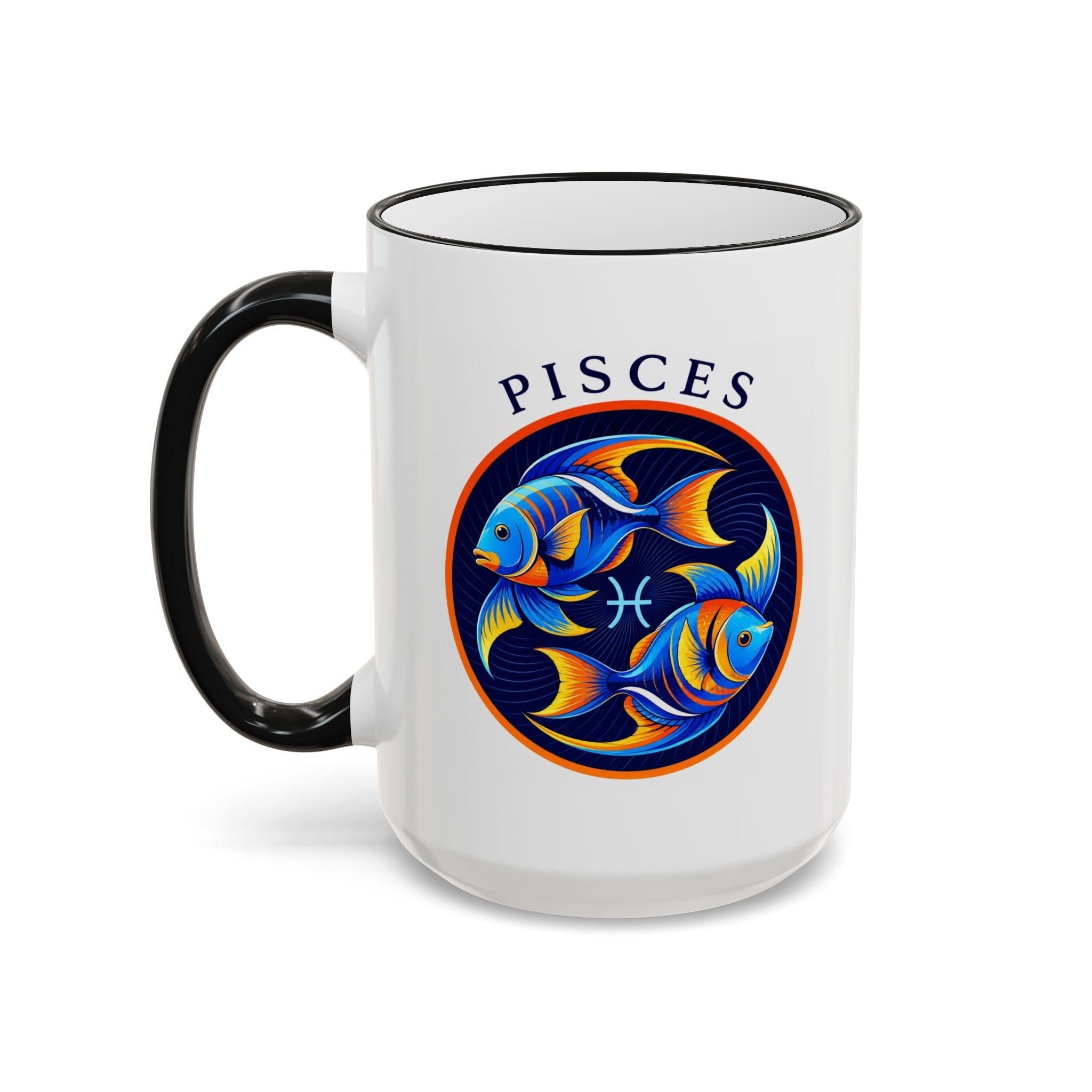 Pisces Fish Zodiac Illustration Mug | Accent Rim & Handle