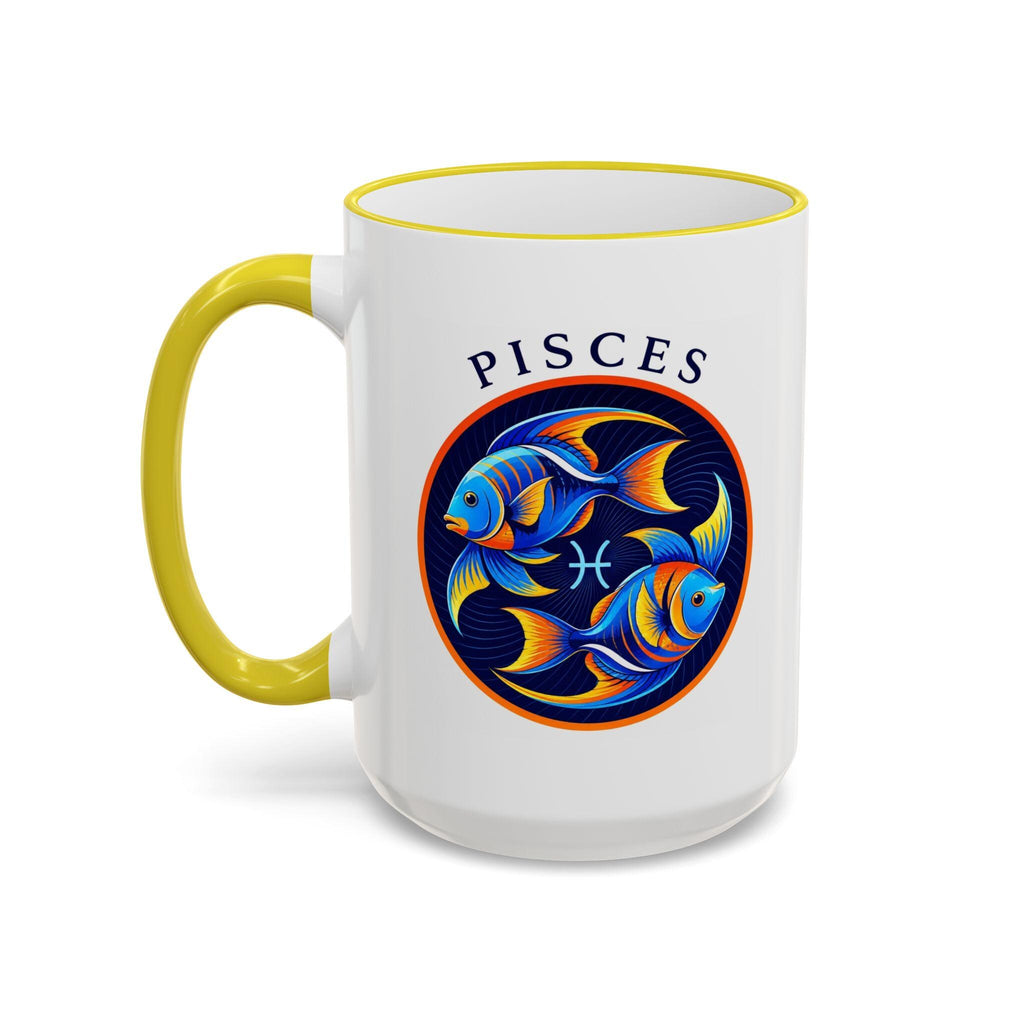 Pisces Fish Zodiac Illustration Mug | Accent Rim & Handle