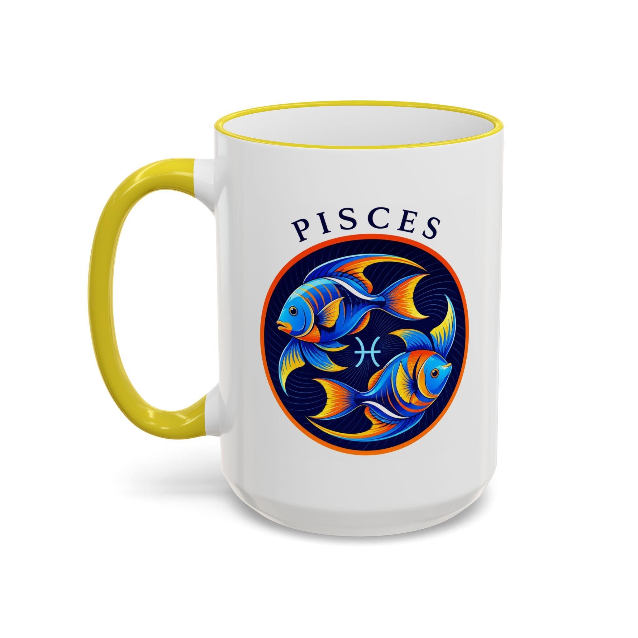 Pisces Fish Zodiac Illustration Mug | Accent Rim & Handle
