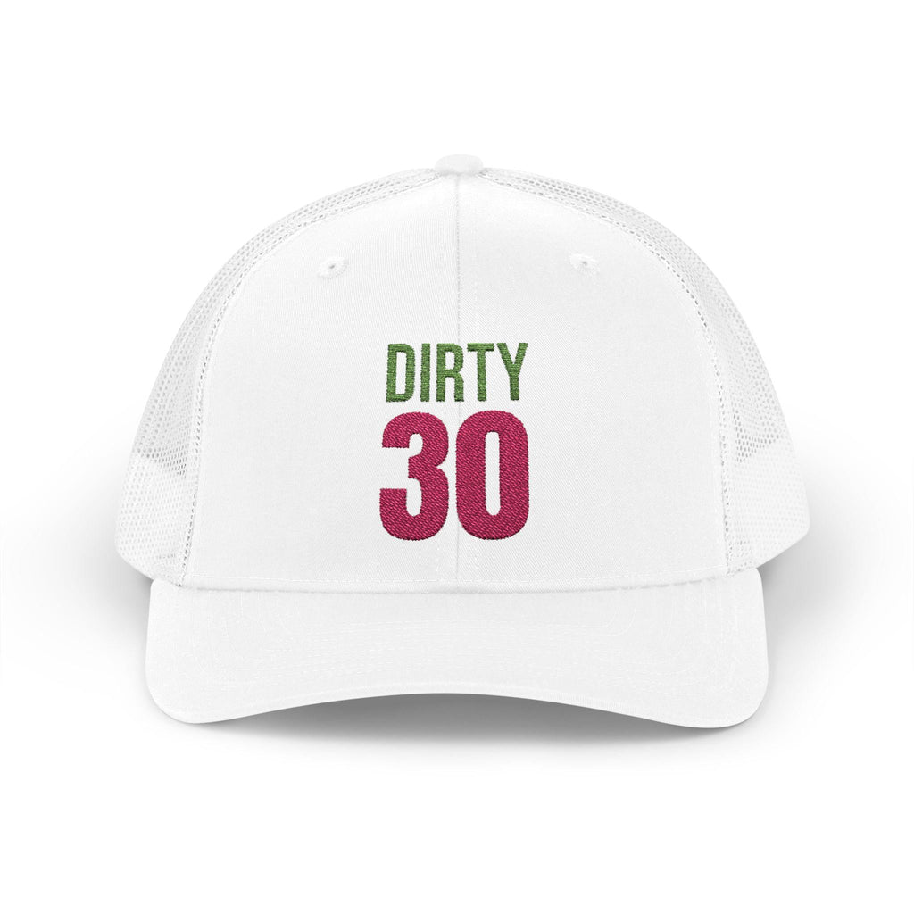 Dirty 30 Snapback Trucker Cap | 30th Birthday Glitter Text Hat