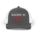 Rockin' at 80 Trucker Cap | 80th Birthday Hat, Glitter Red Number
