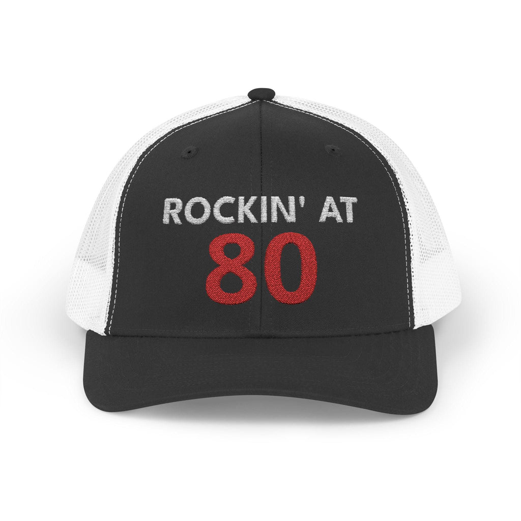 Rockin' at 80 Trucker Cap | 80th Birthday Hat, Glitter Red Number