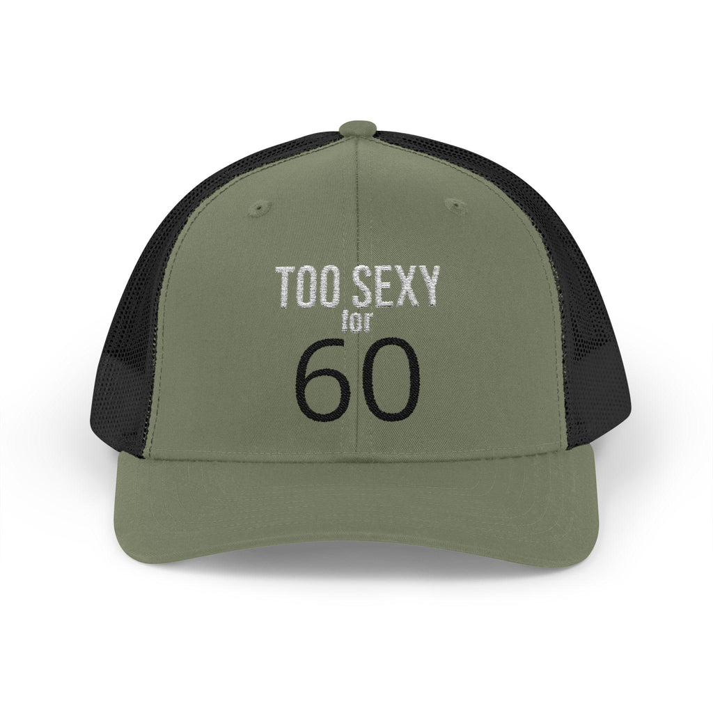 Too Sexy for 60 Snapback Cap | Trucker Hat, 60th Birthday