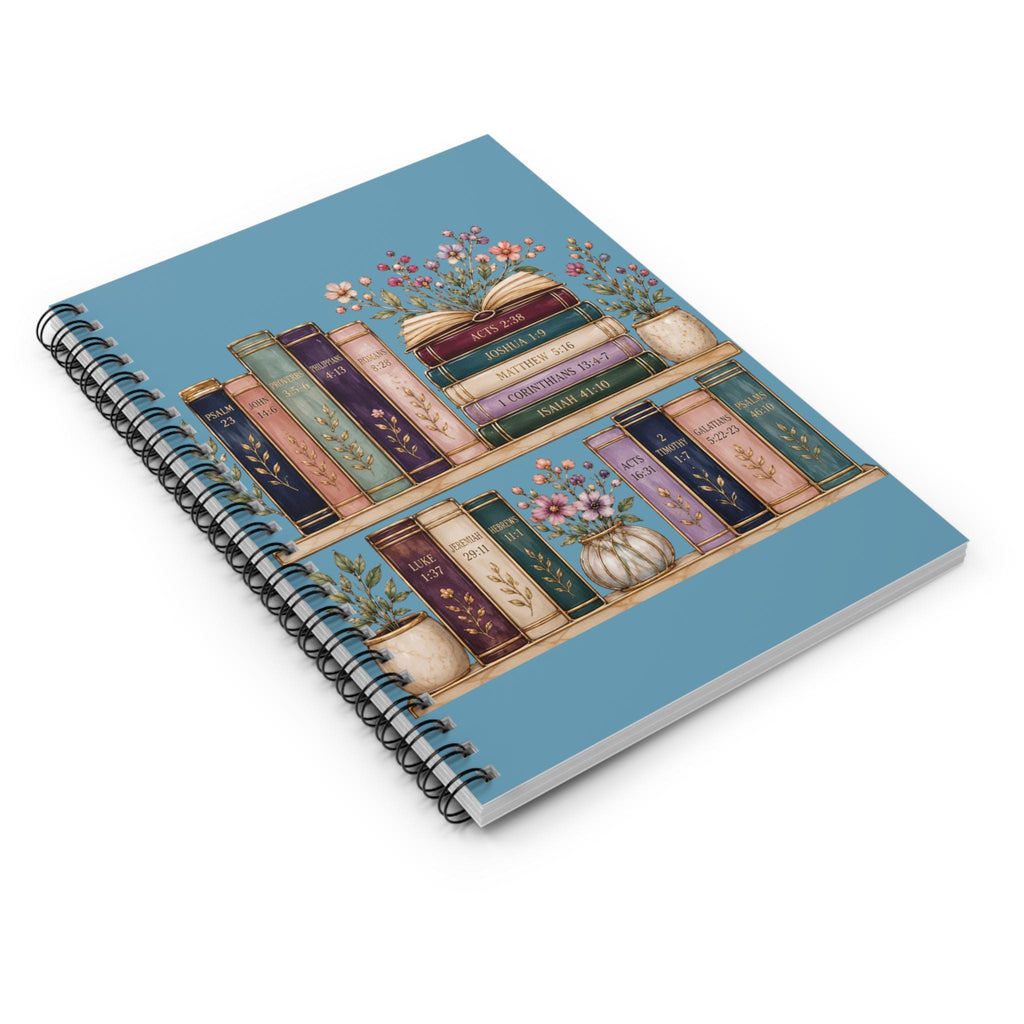 Stack of Vintage Books Notebook | Spiral Ruled Journal, Floral Bookshelf Design