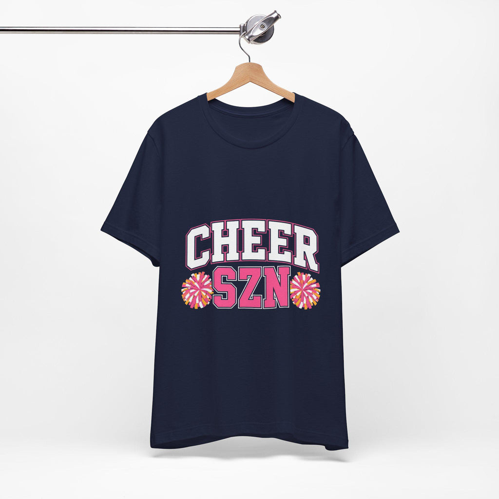 Cheer SZN T-Shirt | Pom Poms, Pink Lettering, Cheerleading Shirt