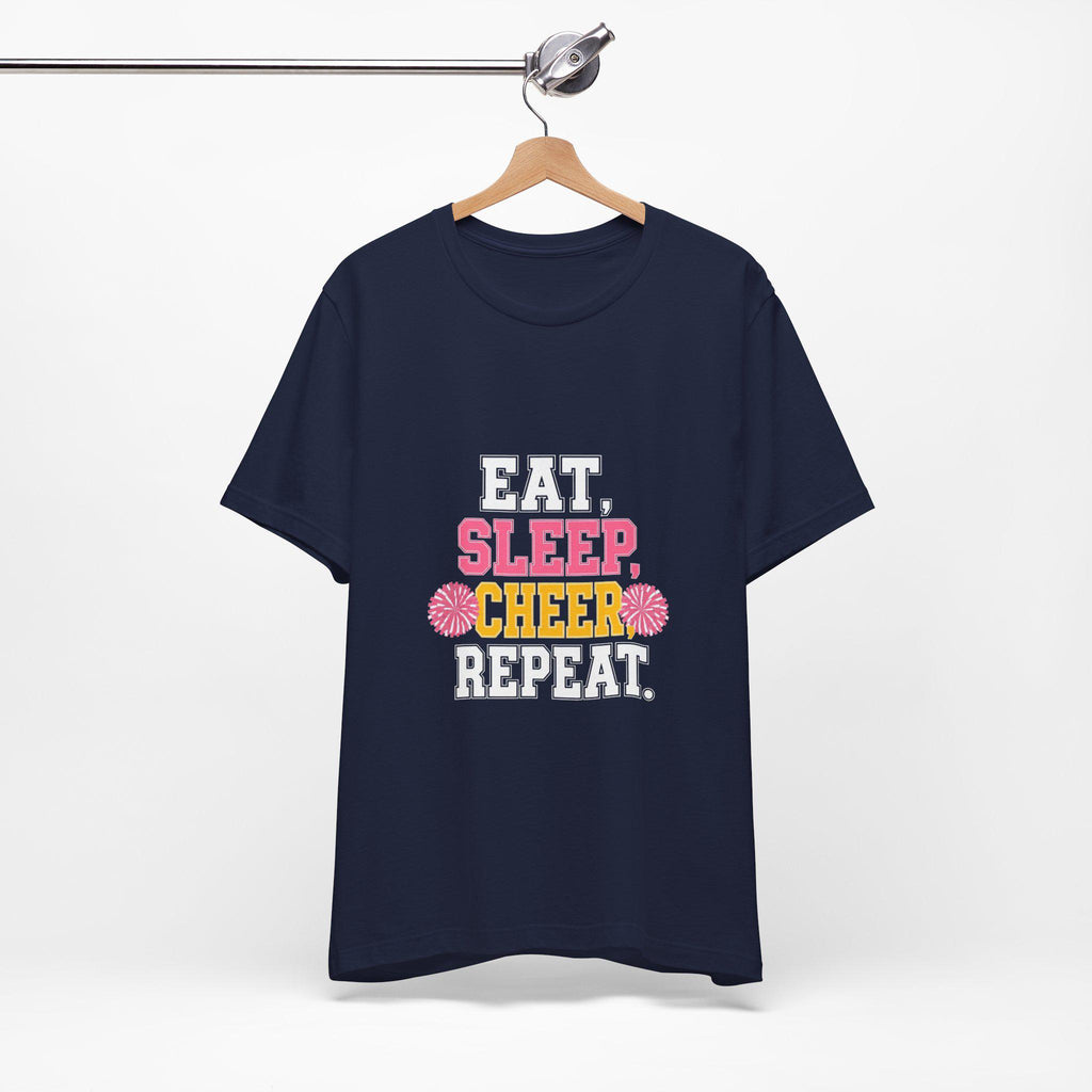 Eat Sleep Cheer Repeat T-Shirt | Cheerleading Pom Pom Tee