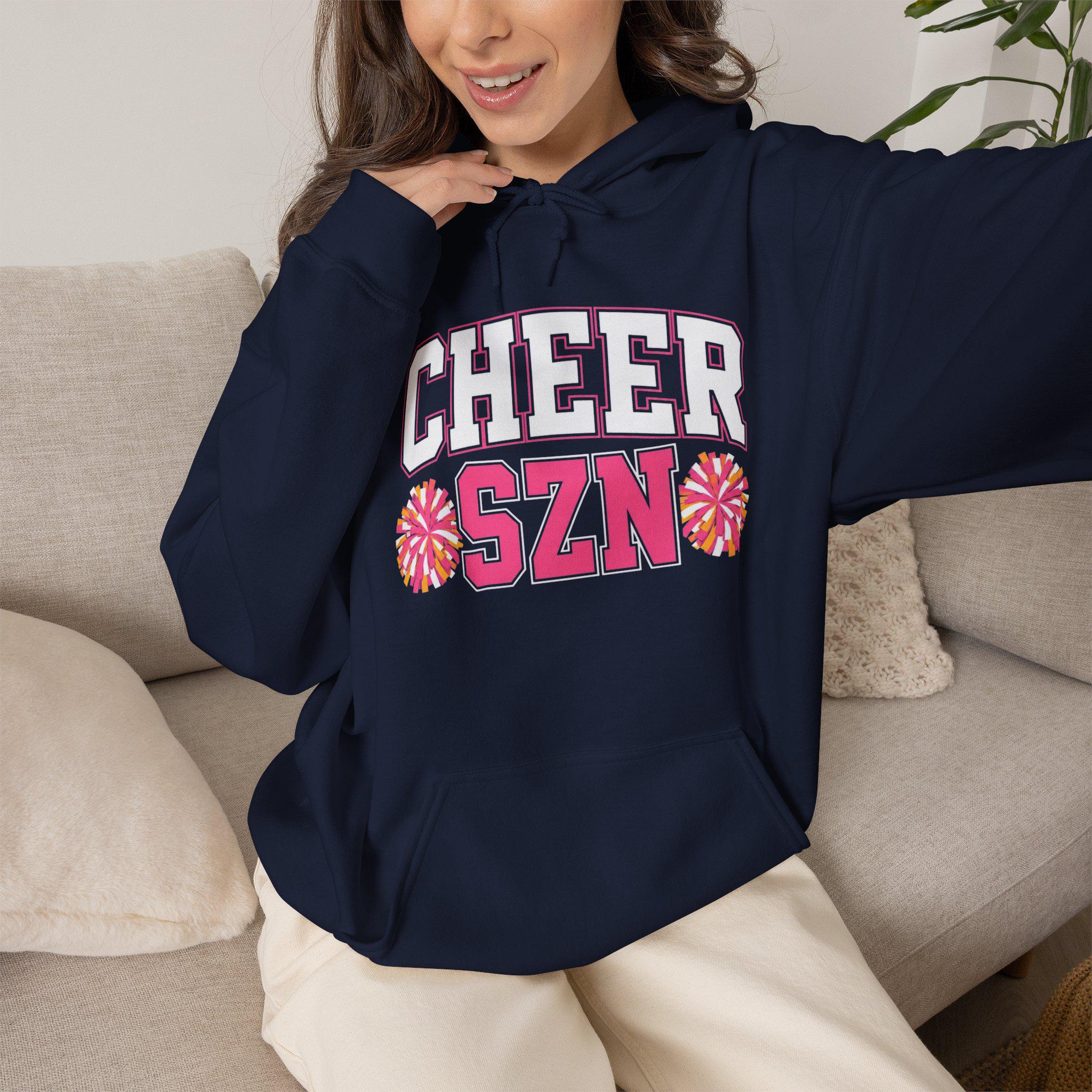CHEER SZN Hoodie | Cheerleading Pom Pom Design, Athletic Spirit
