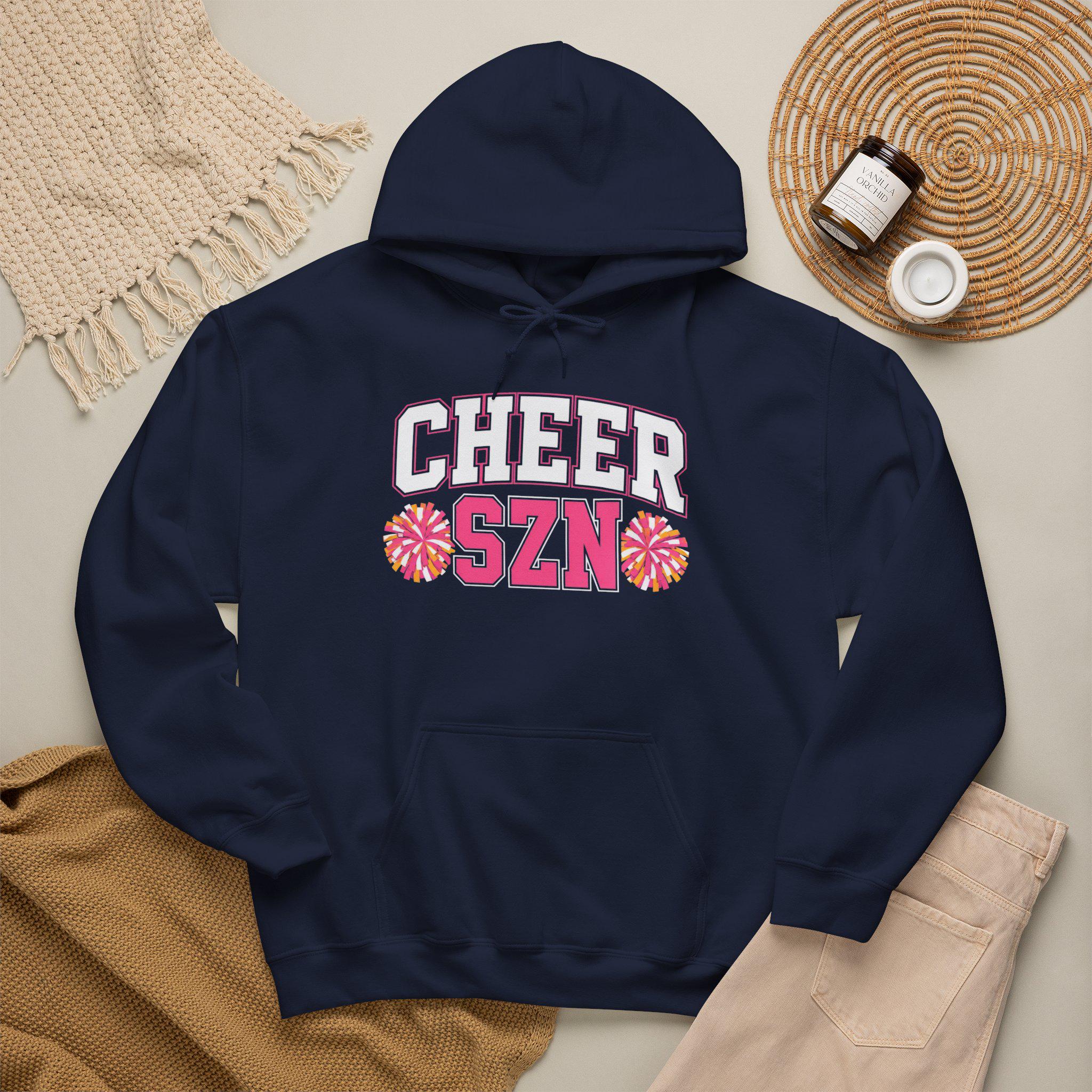 CHEER SZN Hoodie | Cheerleading Pom Pom Design, Athletic Spirit