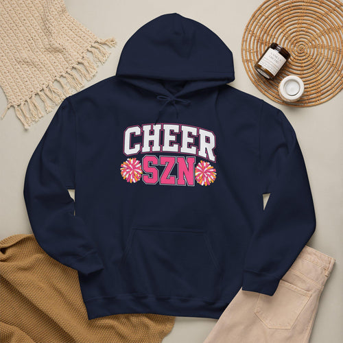 Cheer SZN Hoodie, Pom Poms, Pink Lettering, Cheerleading Hoodie, Game Day Cheer Hoodie