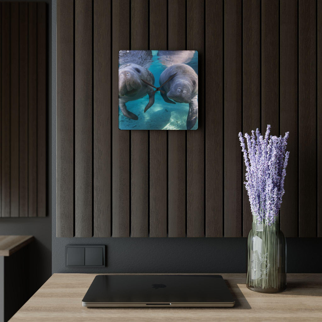 Manatees Underwater Acrylic Wall Clock | Sea Life, Marine Animals