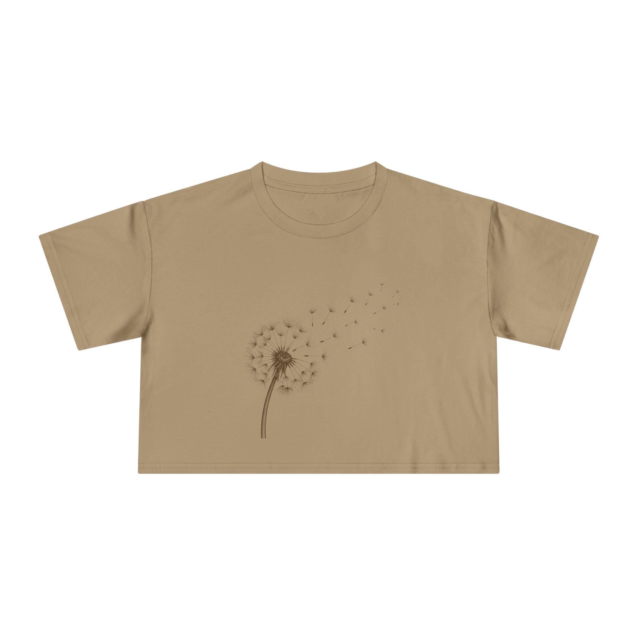 Dandelion Puff Crop Tee | Simple Botanical Illustration