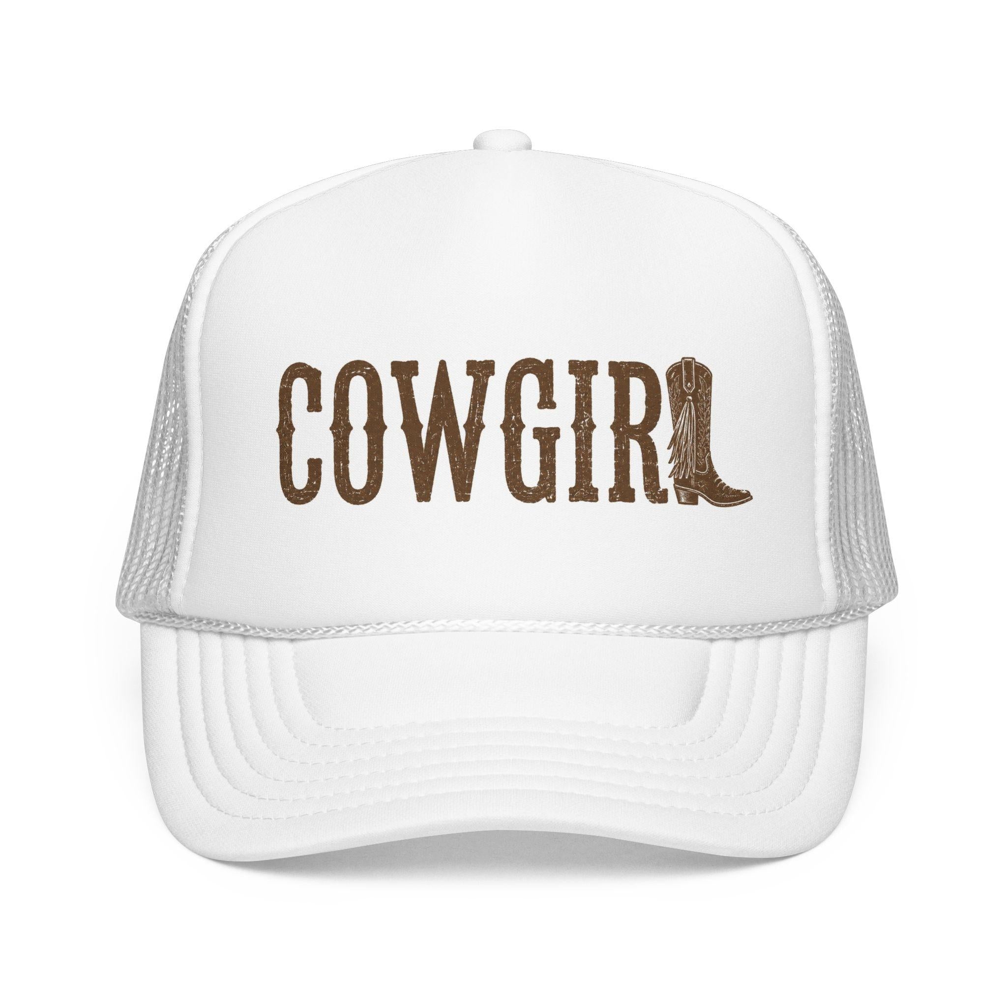 Cowgirl boot lettering Foam Trucker Hat | Western cowgirl cap