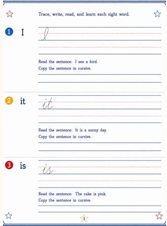 50 Easy Words Dolch Sight Words - Cursive Practice Workbook