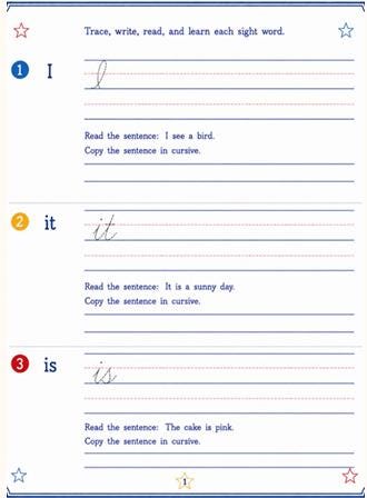 Dolch Sight Words Cursive Workbook, Handwriting Practice, First Grade Homeschool (Digital Download)