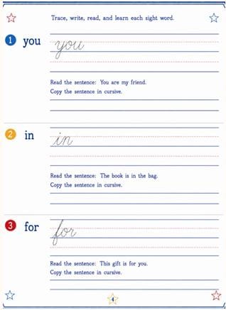 50 Easy Words Dolch Sight Words - Cursive Practice Workbook
