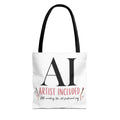 AI Artist Included tote bag | Illustration text art, white canvas