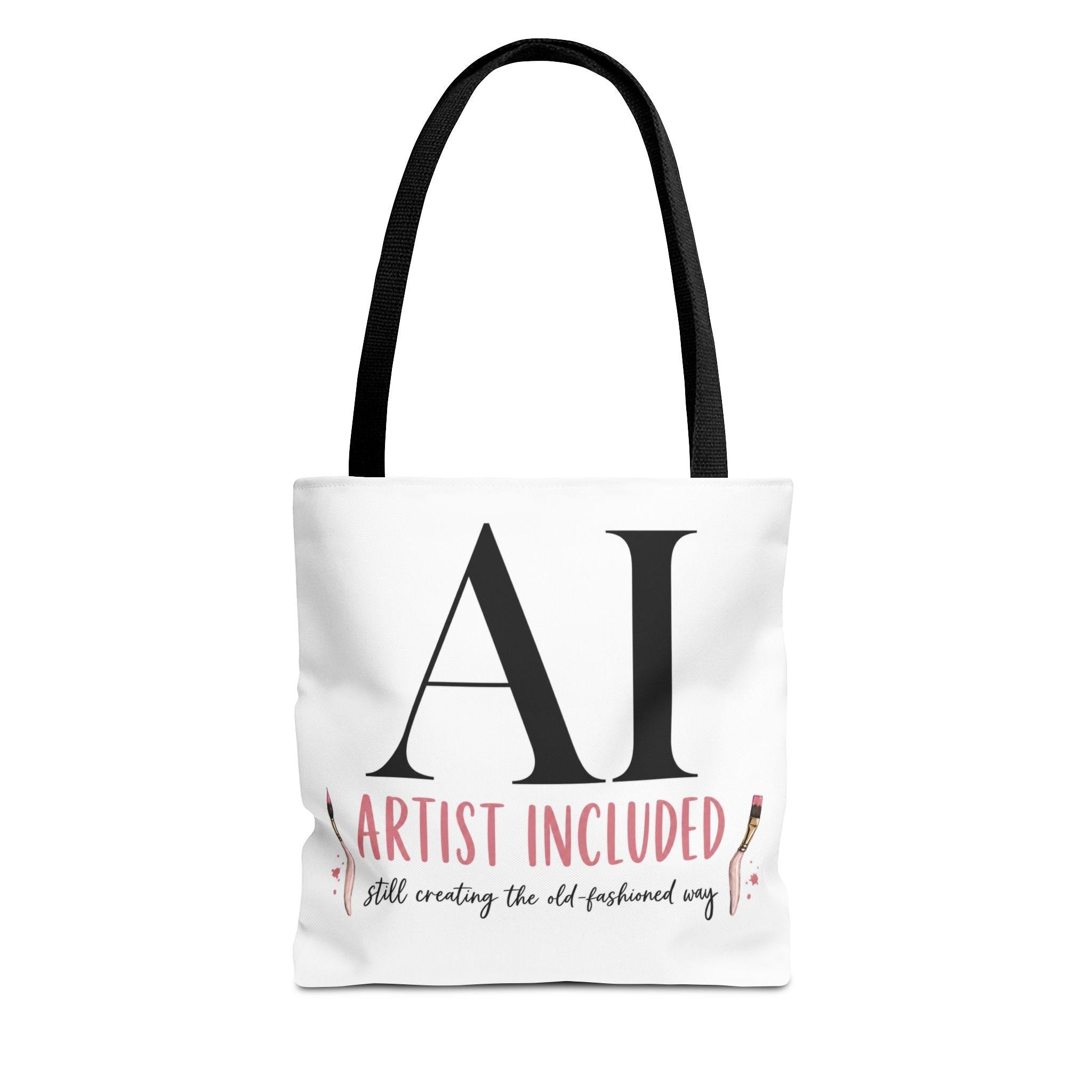 AI Artist Included tote bag | Illustration text art, white canvas