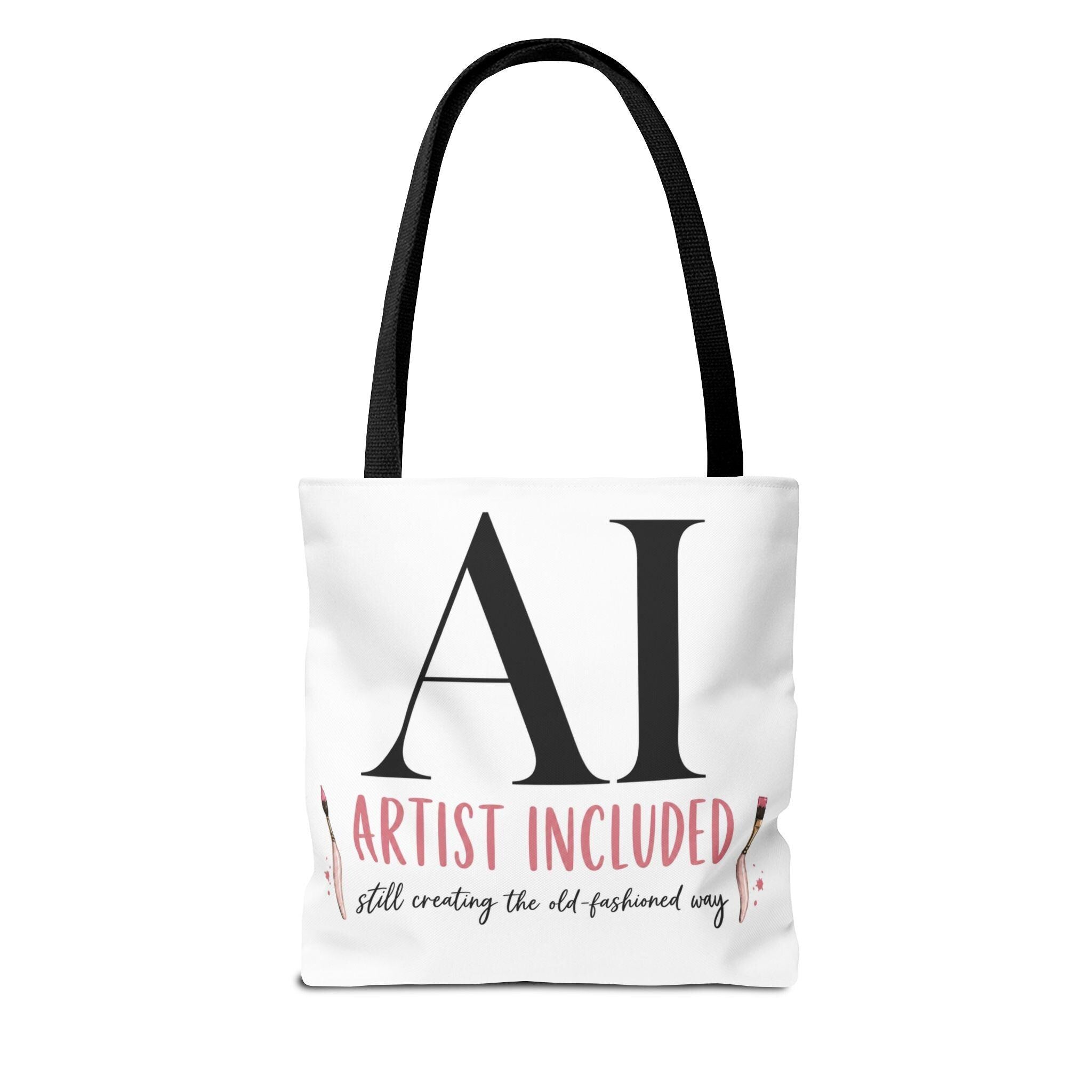 AI Artist Included tote bag | Illustration text art, white canvas