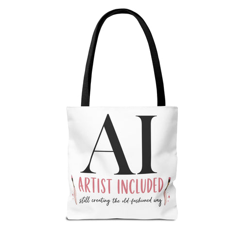 AI Artist Included tote bag, white canvas, Travel Tote, Funny Gift, Shopping Bag