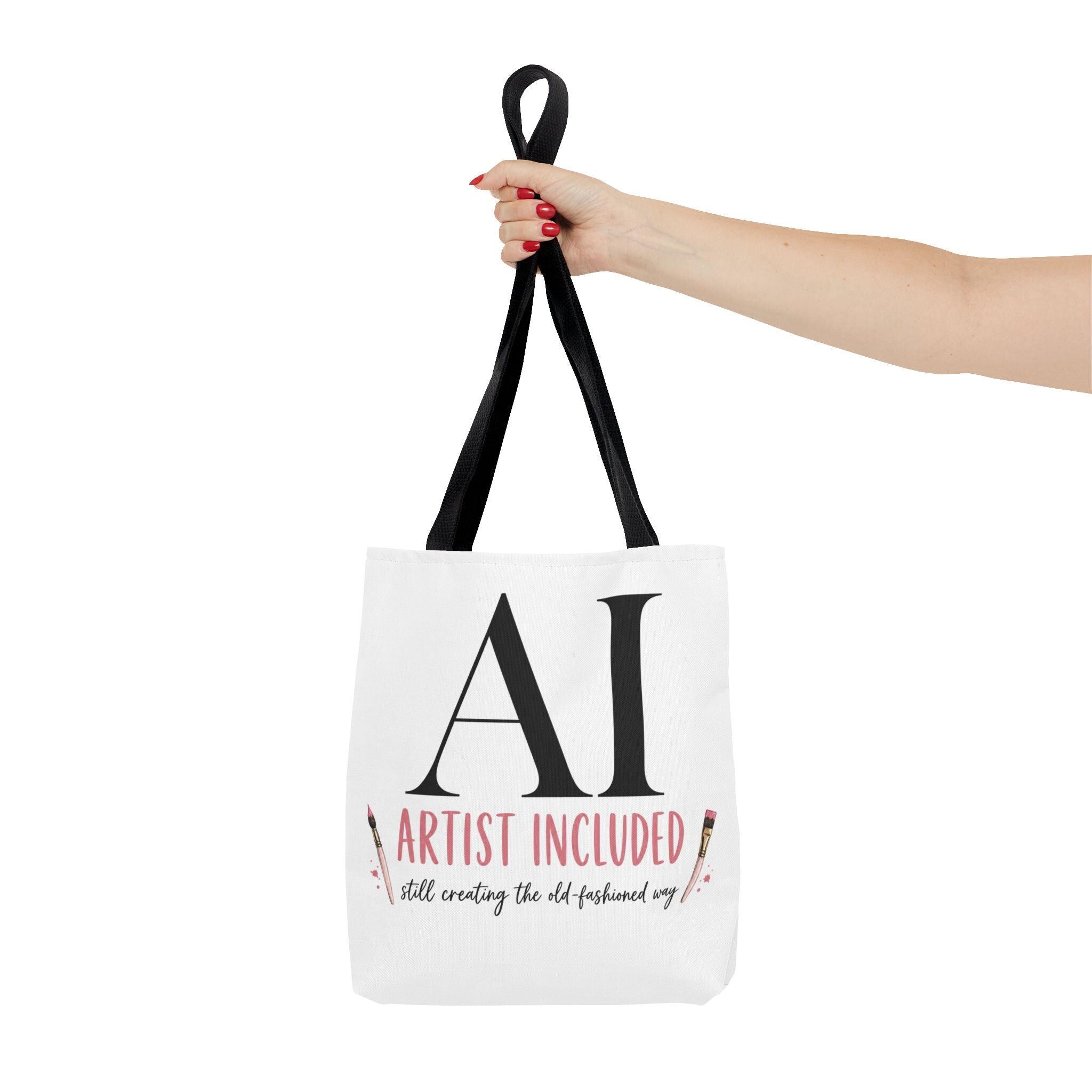AI Artist Included tote bag | Illustration text art, white canvas