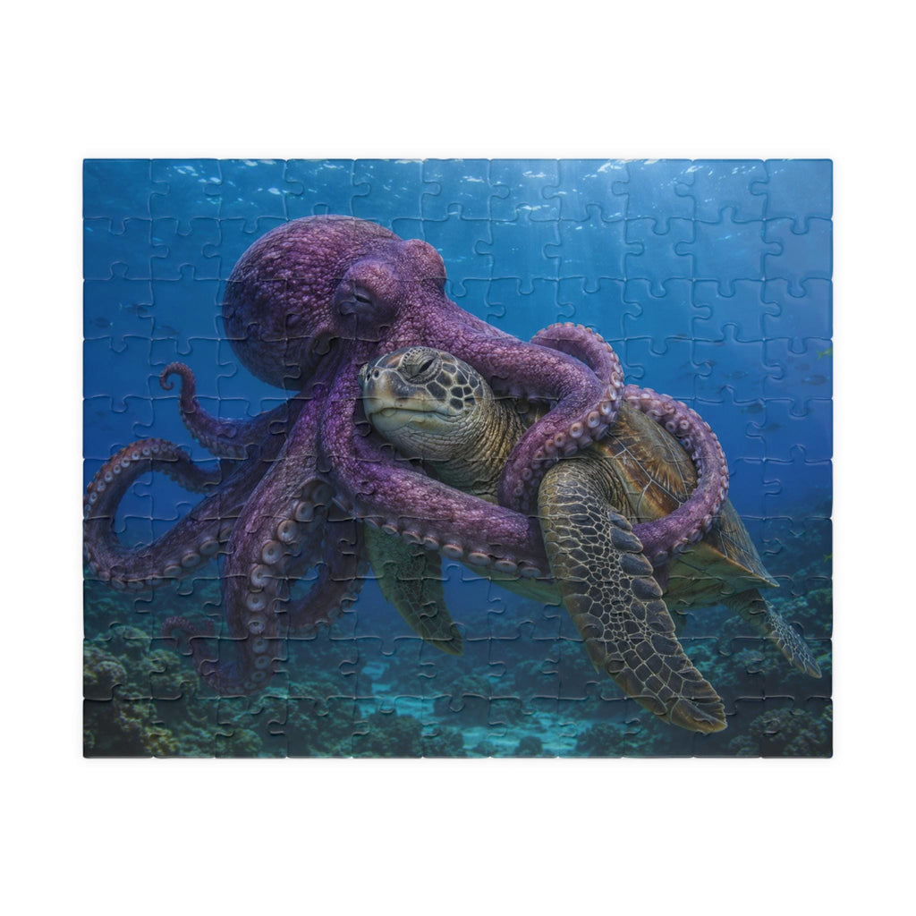Octopus Embrace Sea Turtle Puzzle | Ocean Wildlife Jigsaw
