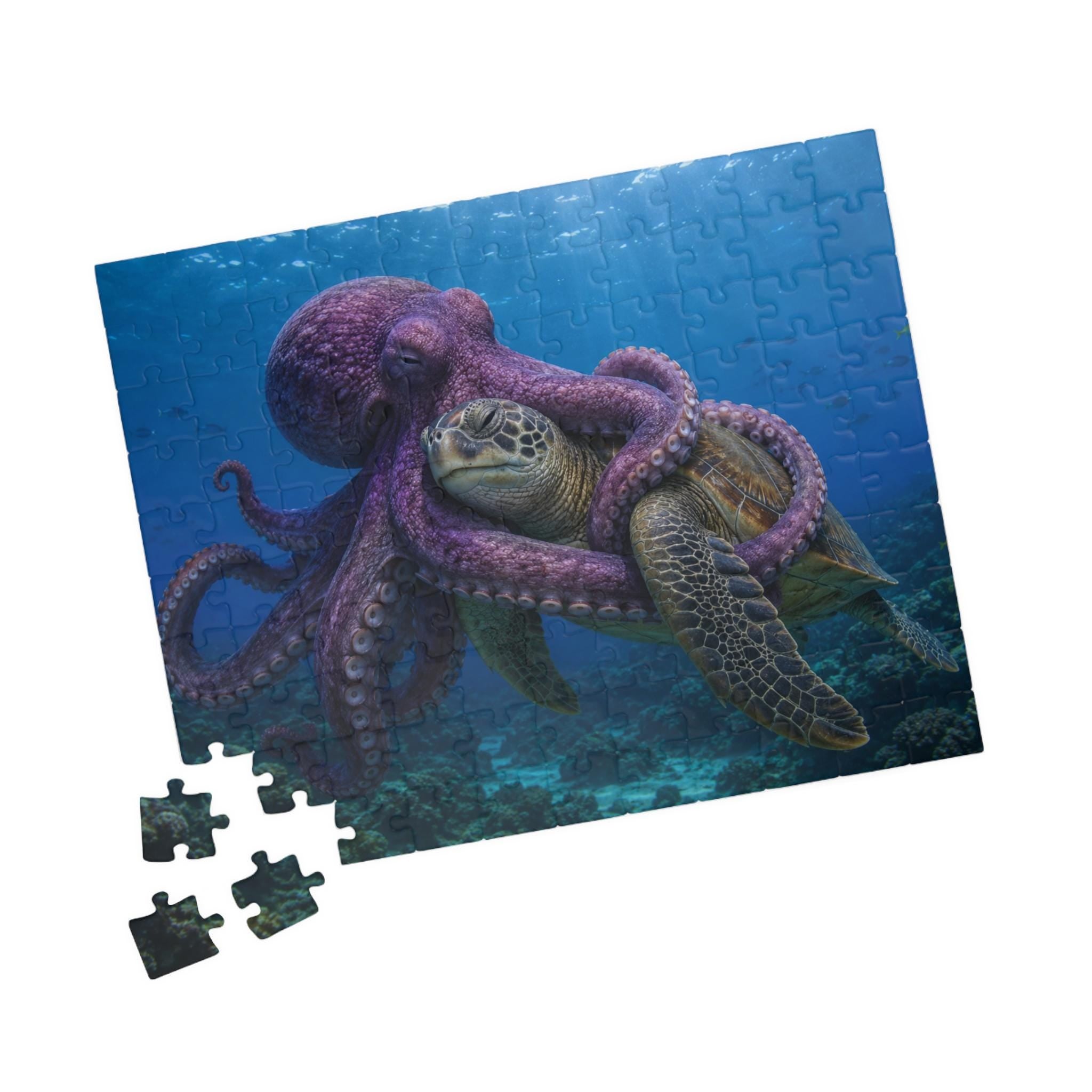 Octopus Embrace Sea Turtle Puzzle | Ocean Wildlife Jigsaw