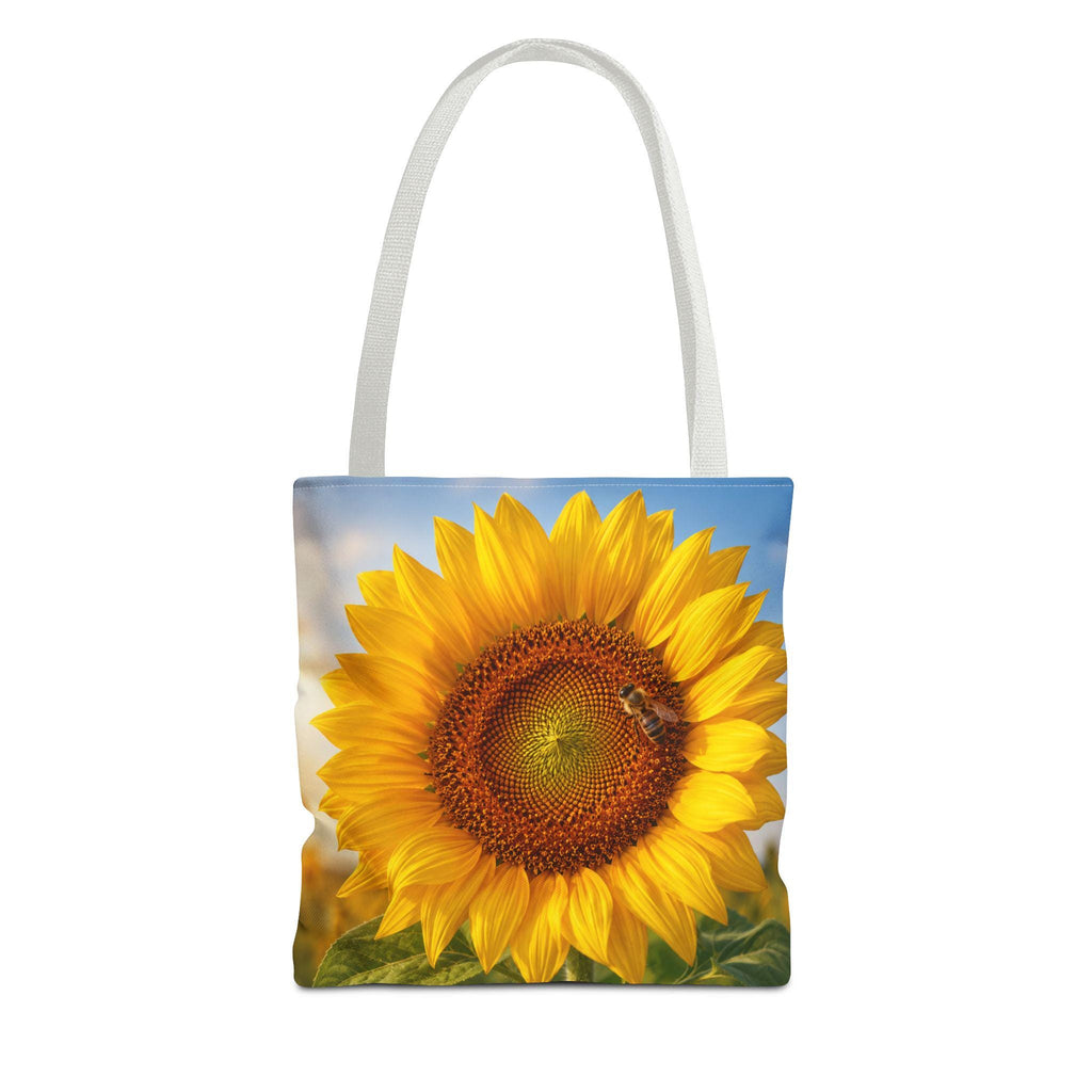 Sunflower with Bee Tote Bag | Bright Floral Nature Print