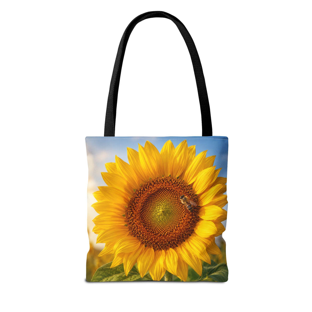 Sunflower with Bee Tote Bag | Bright Floral Nature Print