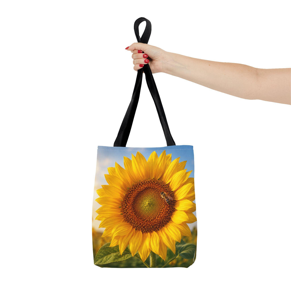 Sunflower with Bee Tote Bag | Bright Floral Nature Print