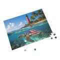 American Flag Sea Turtle Puzzle | Lighthouse Beach Ocean Jigsaw