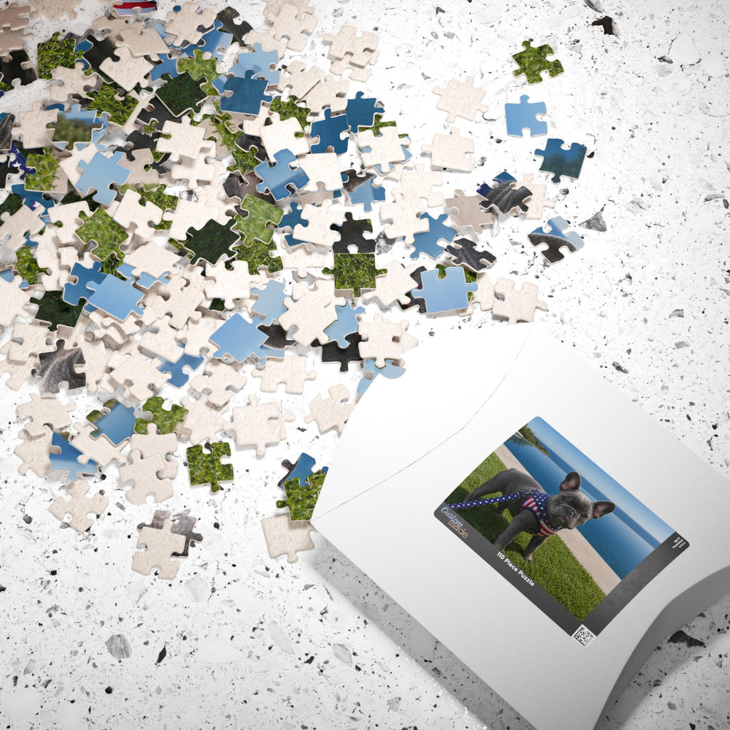 French Bulldog Puppy Puzzle 252 Piece | Scenic Lake Photo Puzzle