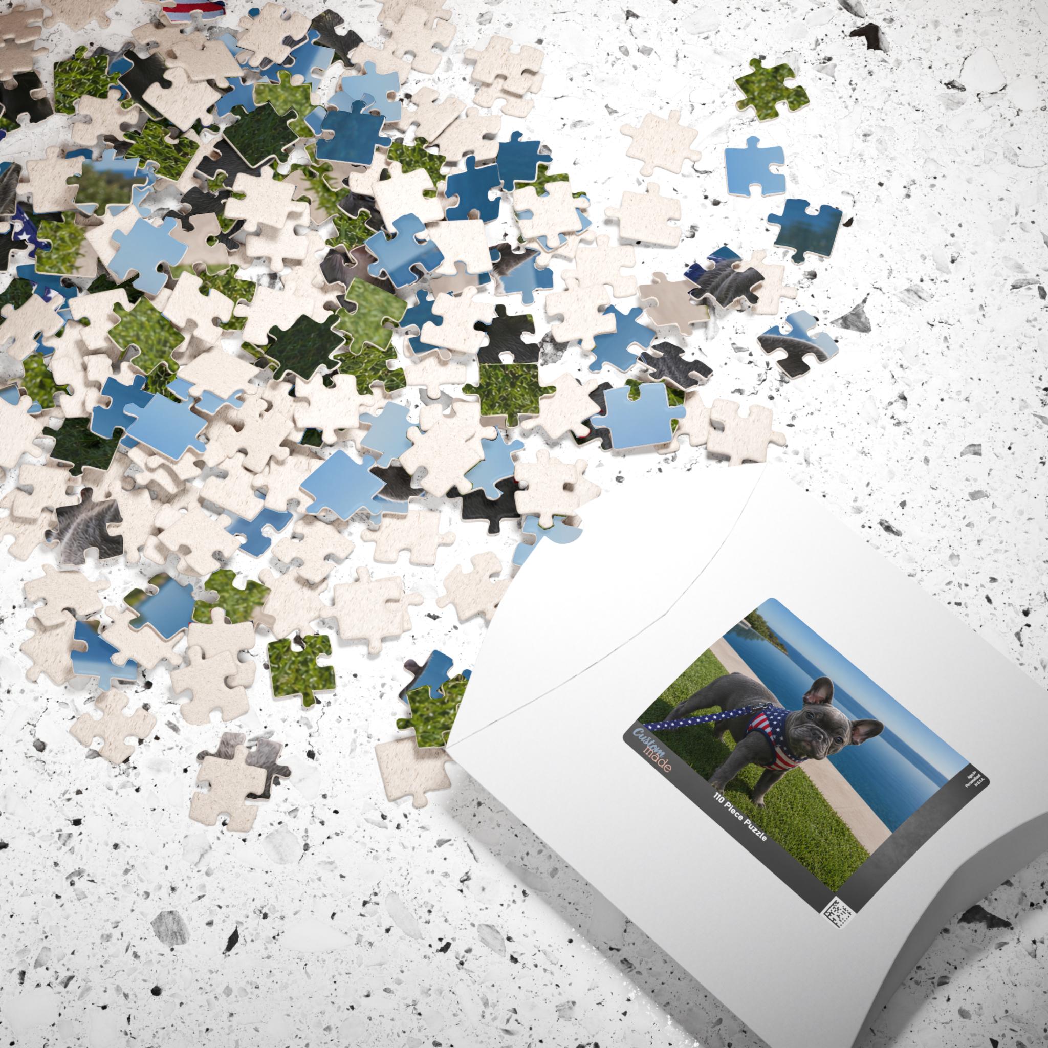 French Bulldog Puppy Puzzle 252 Piece | Scenic Lake Photo Puzzle