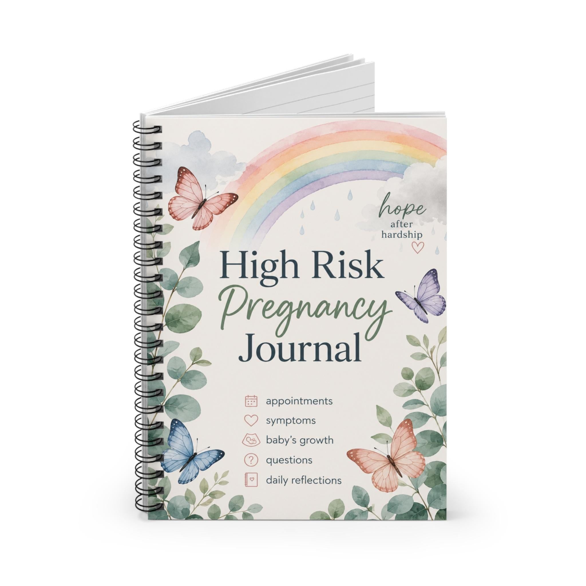 High Risk Pregnancy Journal Spiral Notebook | Ruled Line, Appointments & Daily Reflections
