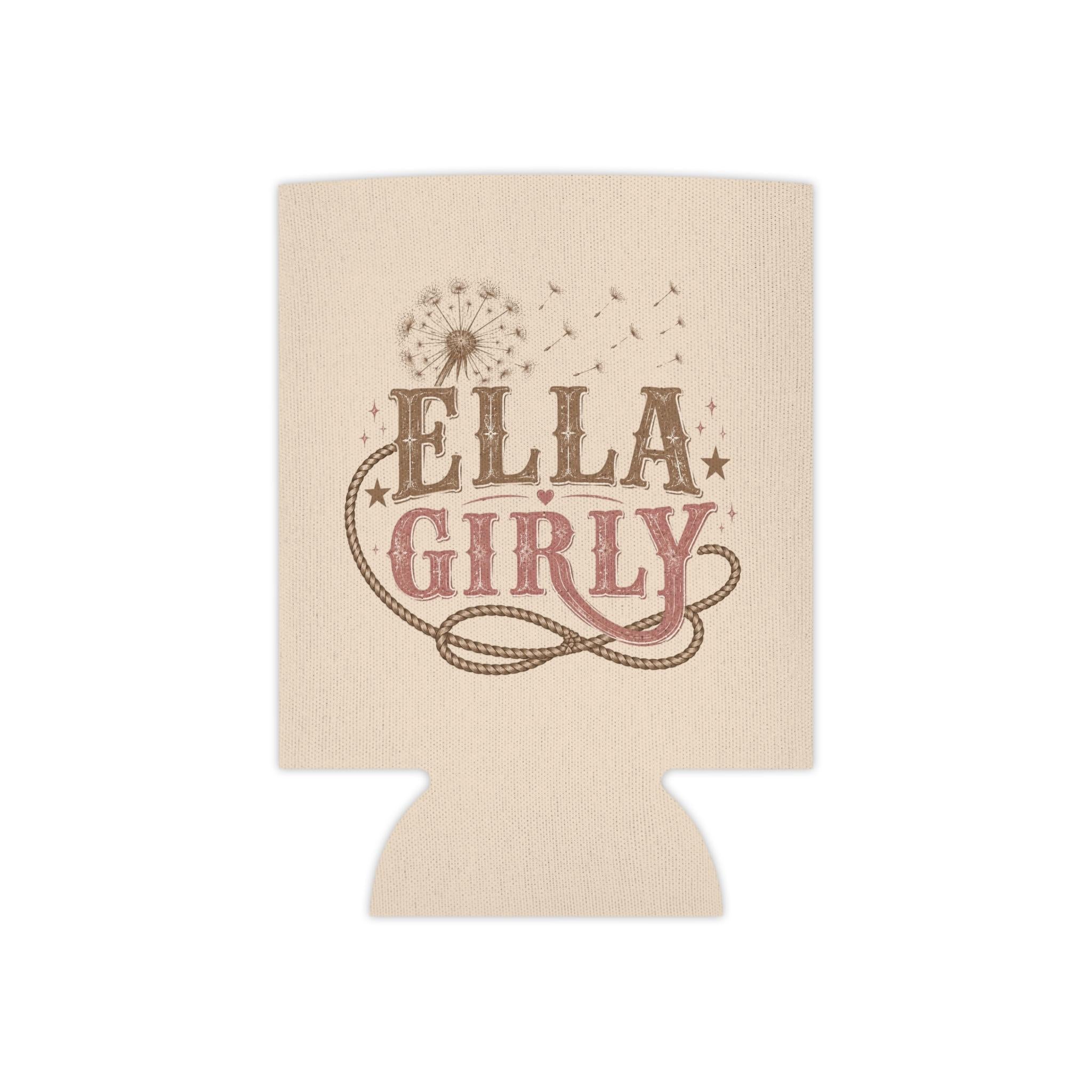 Ella Girly Can Cooler, Dandelion Drink Sleeve, Beer Koozie, Gift for Country Music Lovers