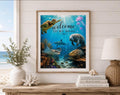 Welcome to My Home Ocean Wall Decor, Coastal Beach House Decor, Sea Turtle Manatee Stingray Digital Download