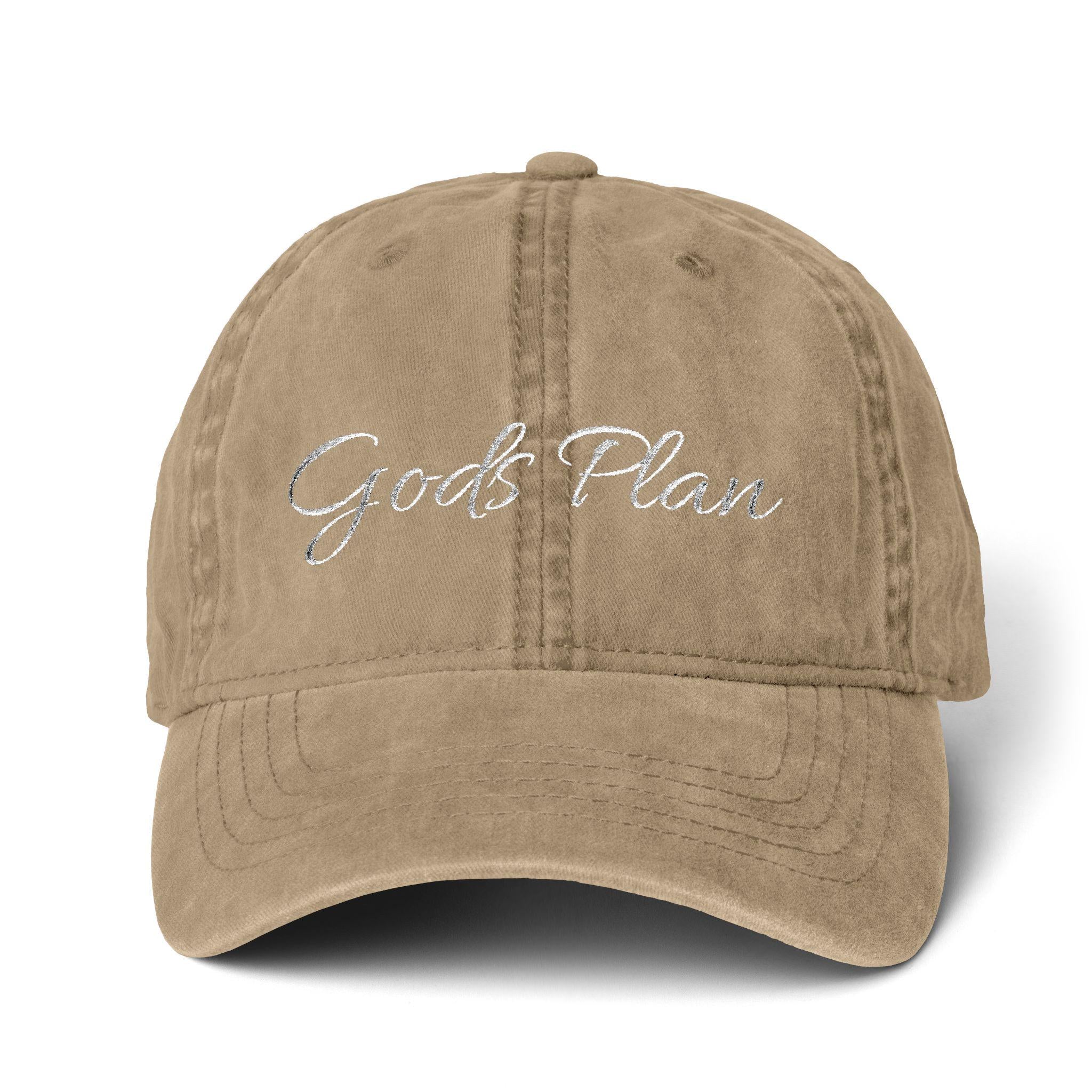 God's Plan Embroidered Baseball Cap, Christian Faith Hat, Pigment-Washed Twill Connie