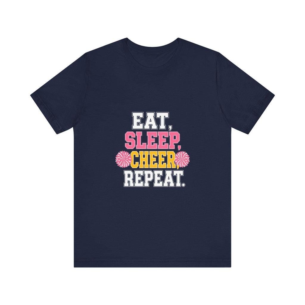 Eat Sleep Cheer Repeat T-Shirt | Cheerleading Pom Pom Tee