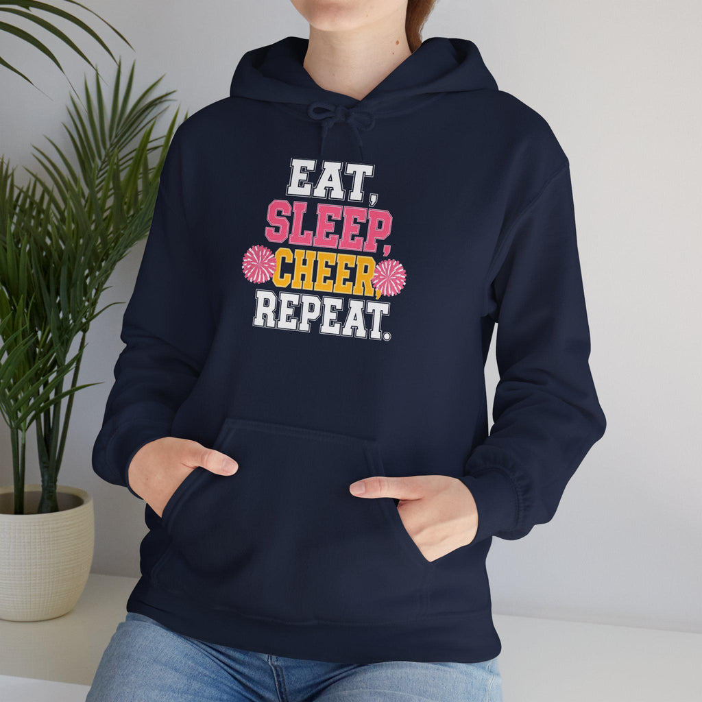 Eat Sleep Cheer Repeat Hoodie | Cheerleader Pom Pom Design
