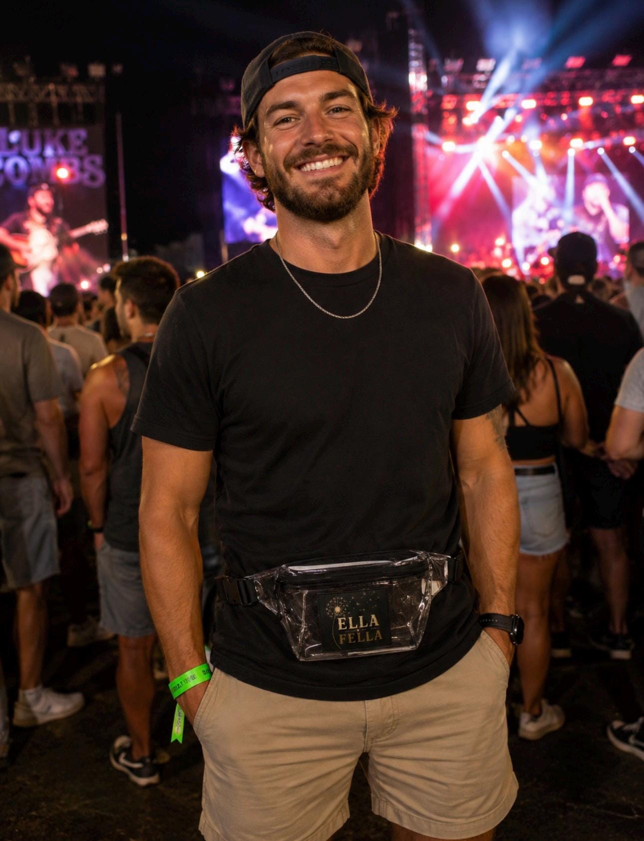 Ella Fella Transparent Fanny Pack, Clear Stadium Waist Bag