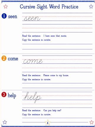 Dolch Sight Words Cursive Workbook, Handwriting Practice, First Grade Homeschool (Digital Download)
