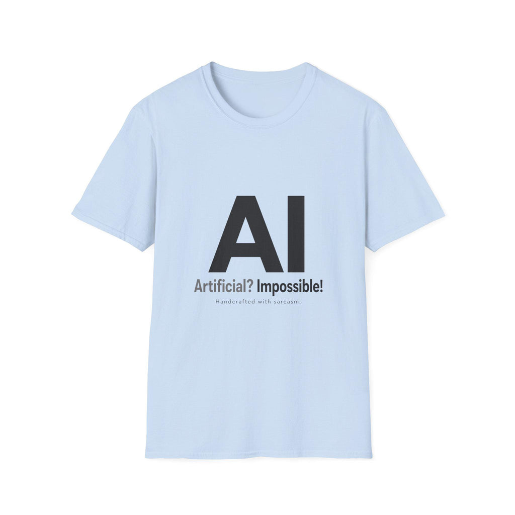 AI Typography T-Shirt | Large AI Letters with 'Artificial? Impossible!' Slogan