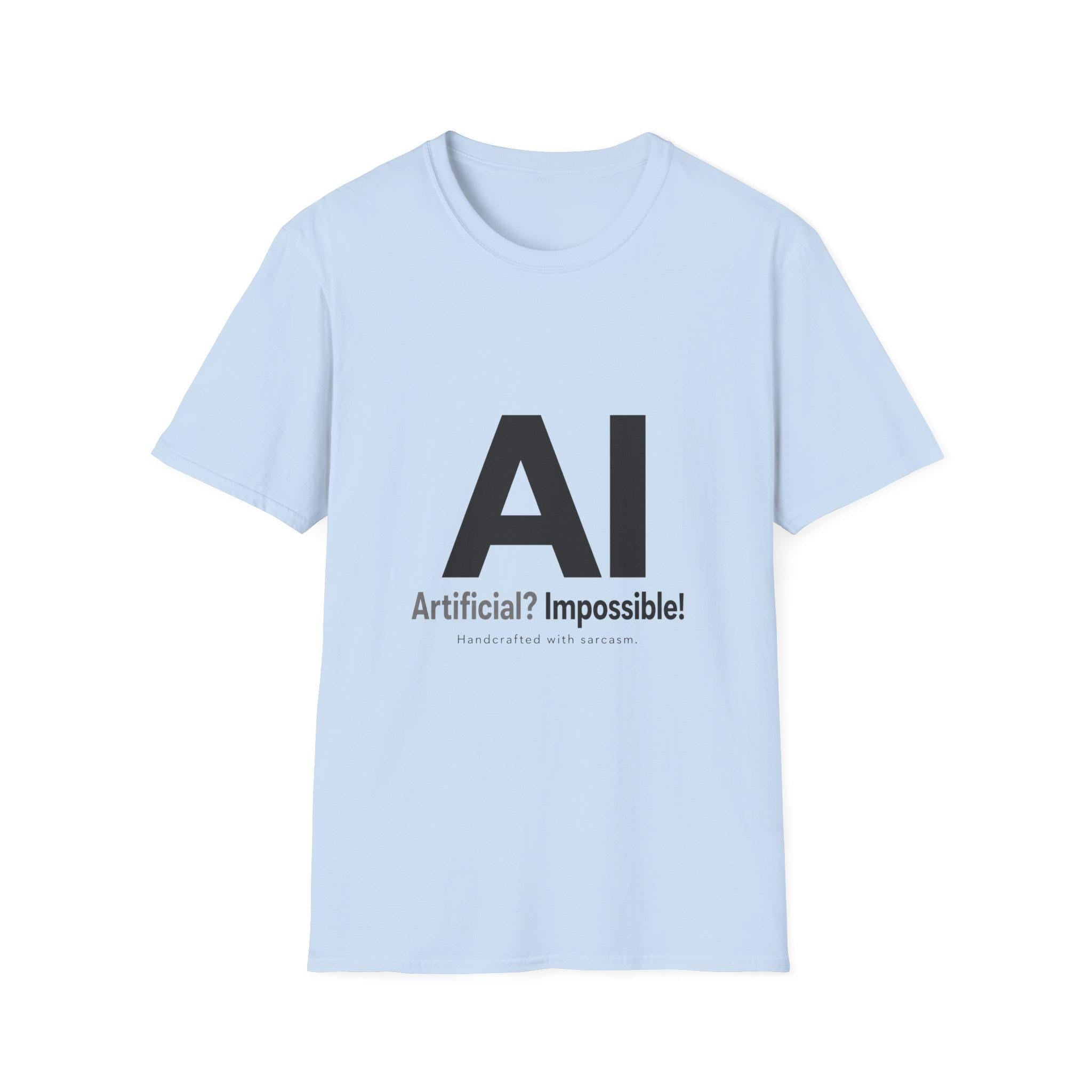 AI Typography T-Shirt | Large AI Letters with 'Artificial? Impossible!' Slogan