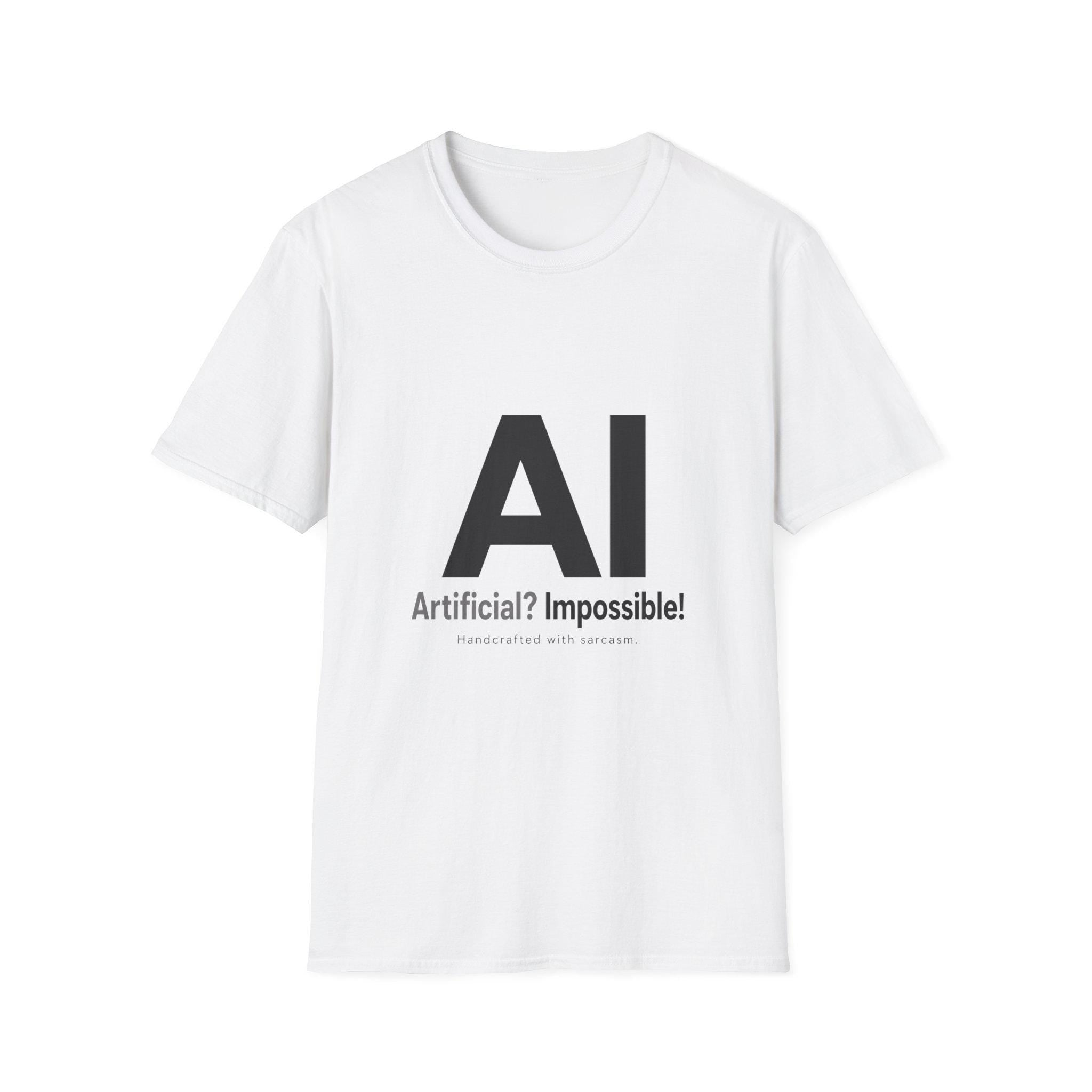 AI Typography T-Shirt | Large AI Letters with 'Artificial? Impossible!' Slogan