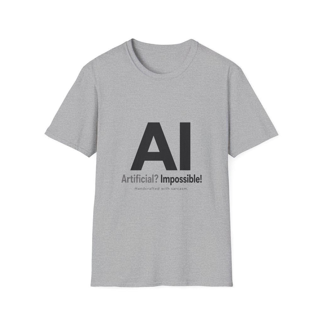 AI Typography T-Shirt | Large AI Letters with 'Artificial? Impossible!' Slogan